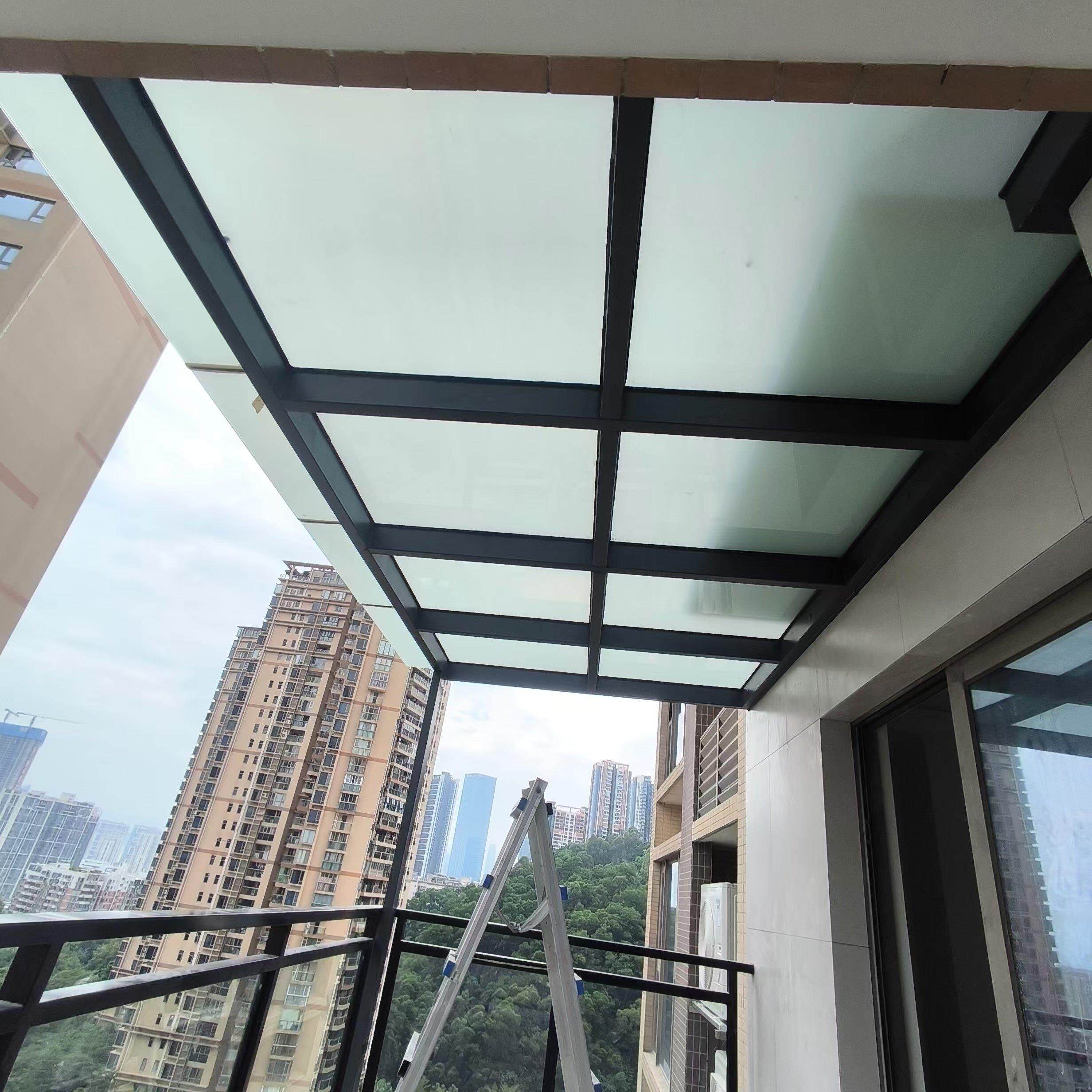 深圳香港断桥铝合金不锈钢夹胶钢化玻璃温室耐力板换雨棚封阳台