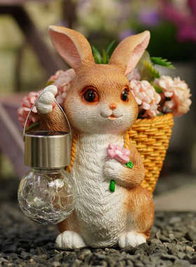 兔子太阳能灯花盆栽阳台花园户外庭院露台装饰造景观灯摆件送礼物