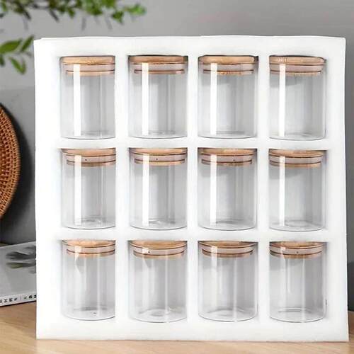 12 pieces/set glass storage jars portable transparent food j