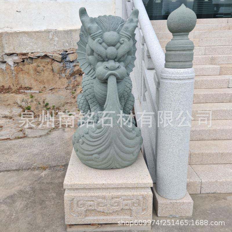 石雕吸水兽蚣蝮兽门口摆件纳福青石吸金兽门墩避水兽器石头摆饰
