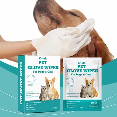 Kriath Pet Cleaning Gloves - No Bathing Required, Hair and S