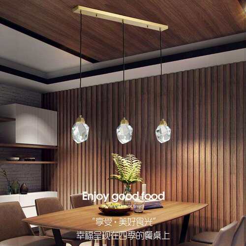 led全铜水晶餐厅吊灯北欧现代简约床头吧台灯创意个性轻奢楼梯灯