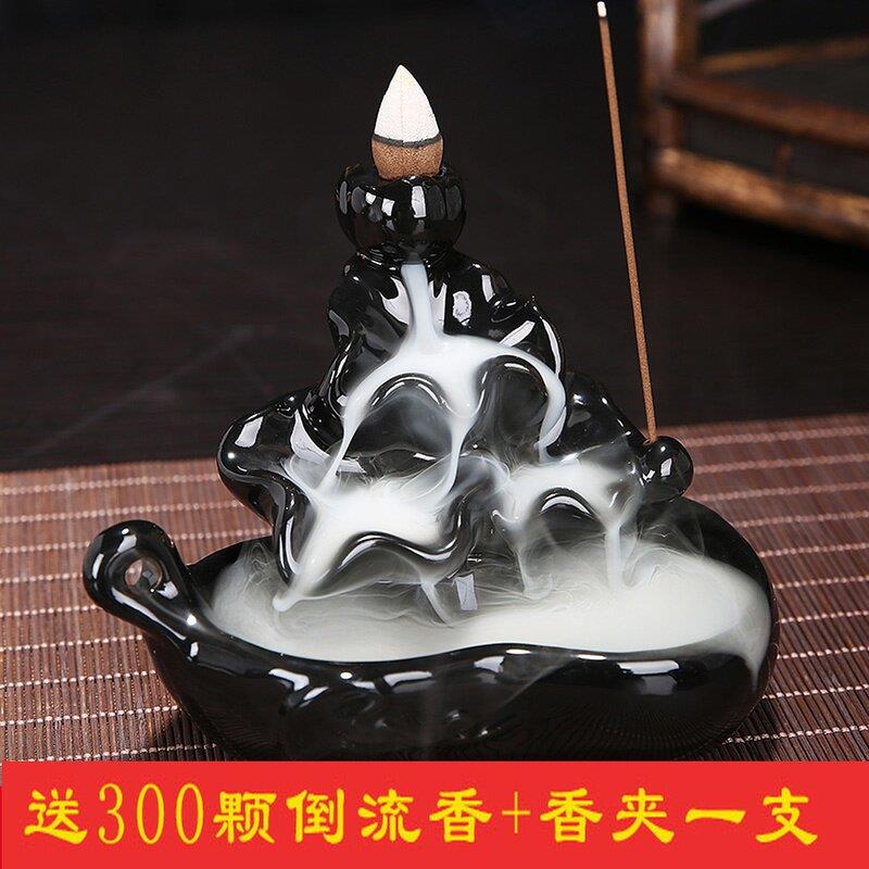 倒流香炉摆件创意香薰檀香观赏薰香炉家用室内招财高山流水到流香
