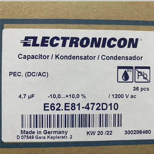ELECTRONICON E62.E81-472D10电容 ELECTRONICON E62.F10-102B20