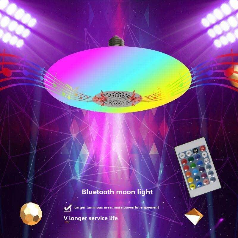 爆款螺口高亮LED照明音乐灯泡RGB变色智能遥控七彩蓝牙音响飞碟灯