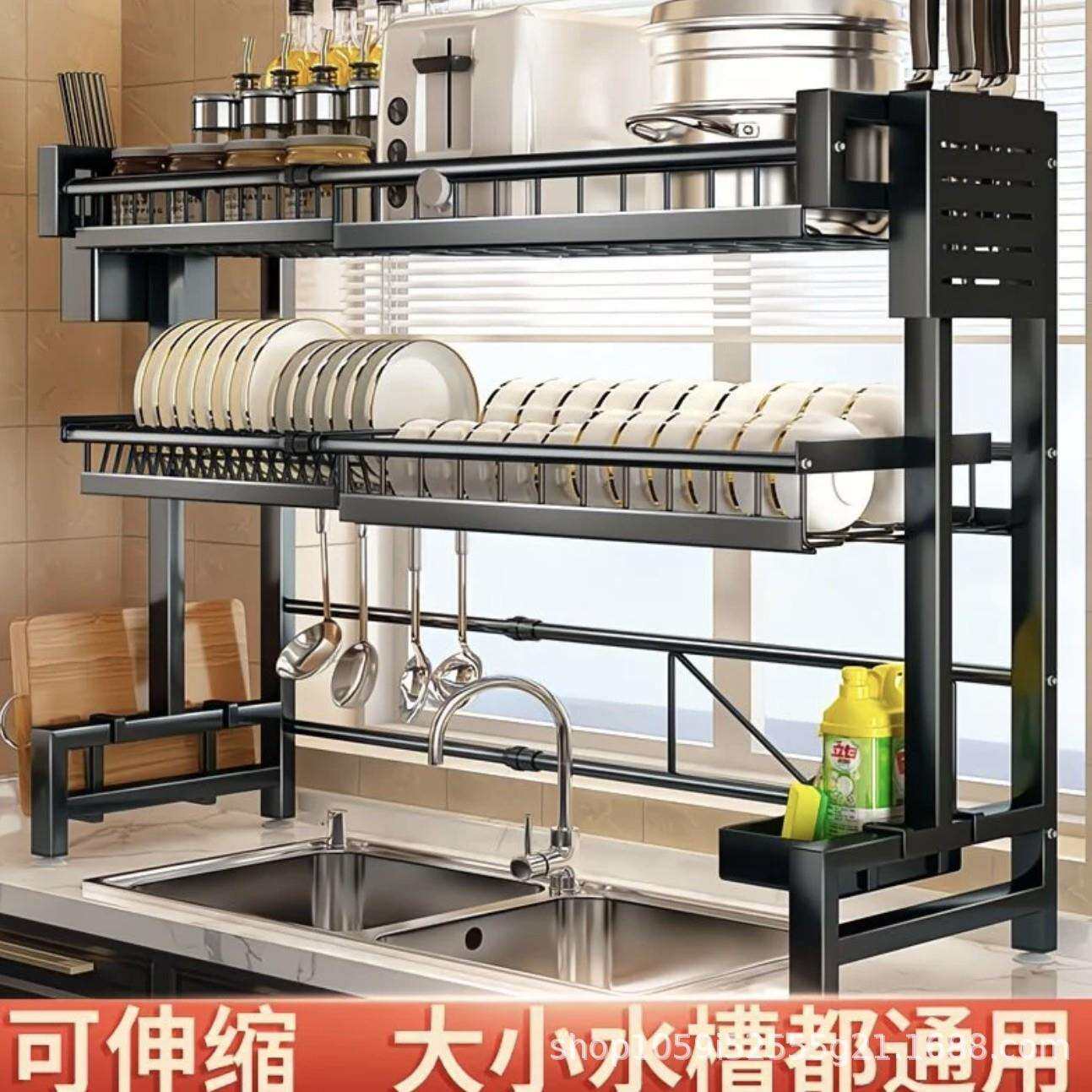 沥水架厨房可伸缩沥水碗碟架台面收纳新款挂壁折叠用置物架