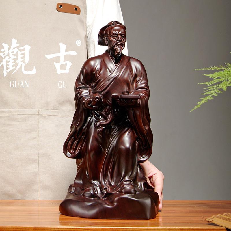 黑檀木雕鲁班祖师雕像鲁班雕塑人物雕刻摆件家居公司店铺装饰送礼