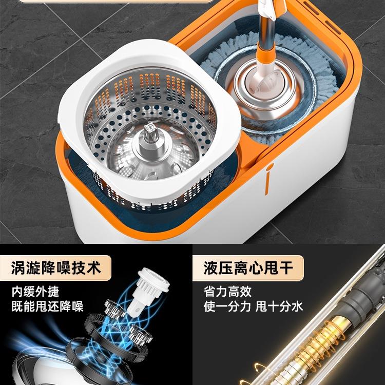 新款家一用拖净381拖旋转式脱甩把干免手洗自动拧洗水地拖墩布桶