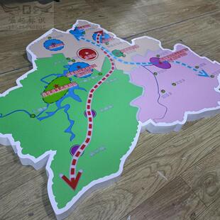 发光地图定做城市规划分布图灯箱异形招牌展厅悬挂区域图不锈钢字