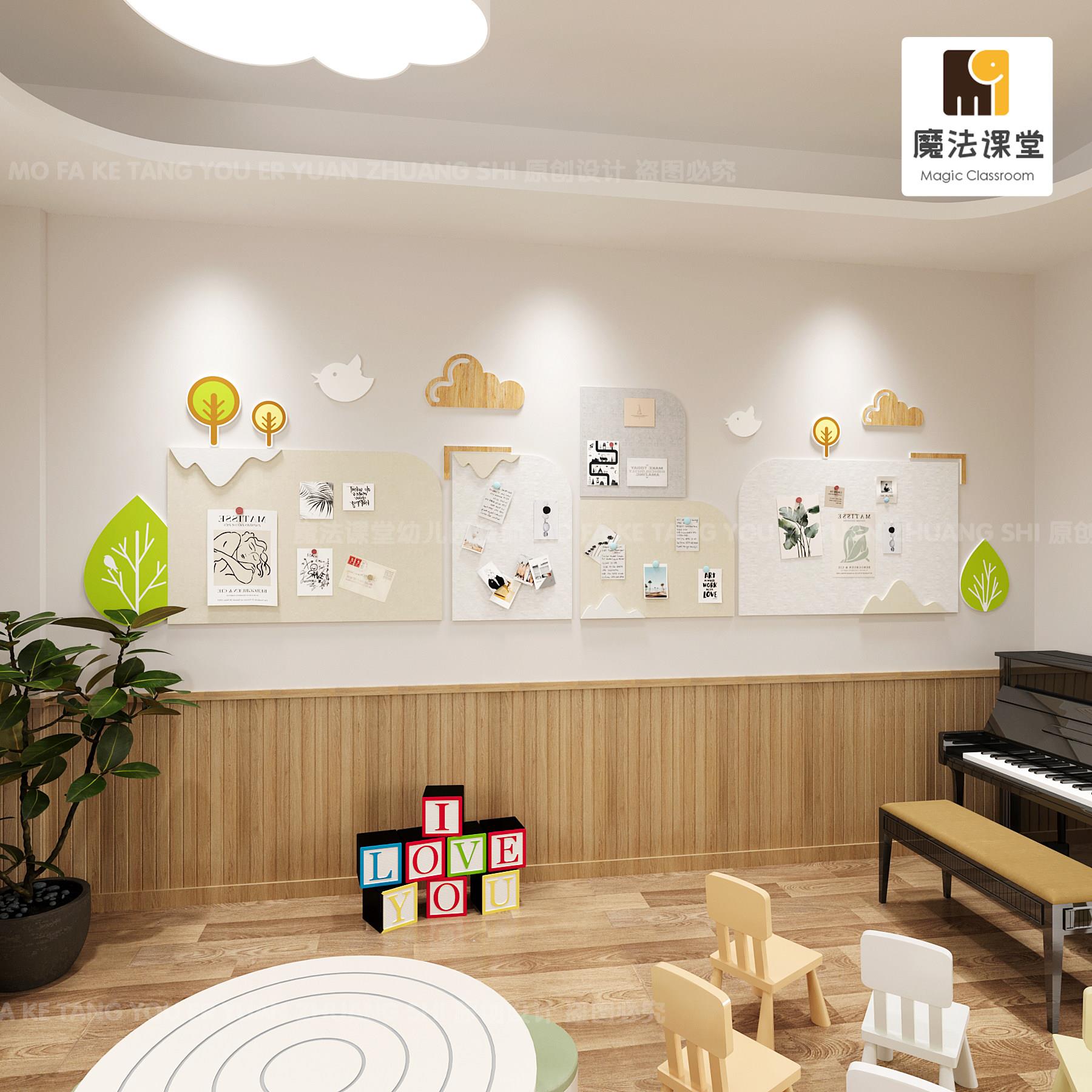 幼儿园主题墙照片墙留言板组合免打孔毛毡墙面装饰展示板环创