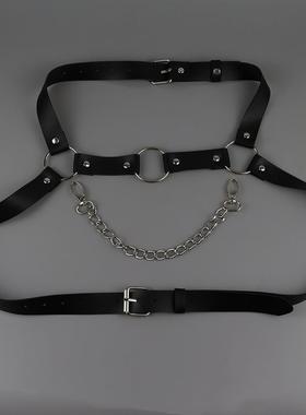 性感男士背带身体朋克肩带项链