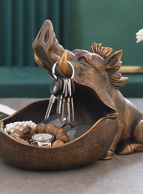 北欧个性大嘴收纳盘玄关进门口鞋柜钥匙收纳盒糖果盘美式家居摆饰