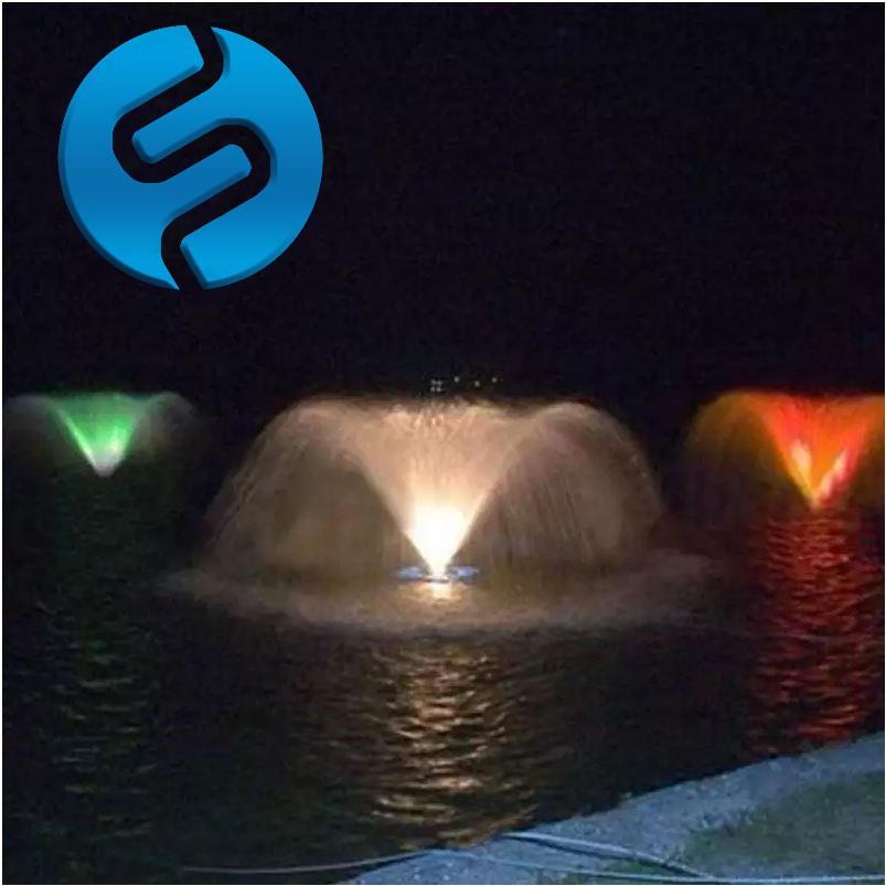 河道景观喷泉泵喇叭花系列浮水喷泉式曝气机带灯光