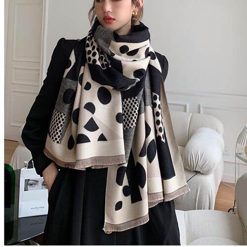 Elegant Polka Dot Scarf for Women Long Printed Keffiyeh