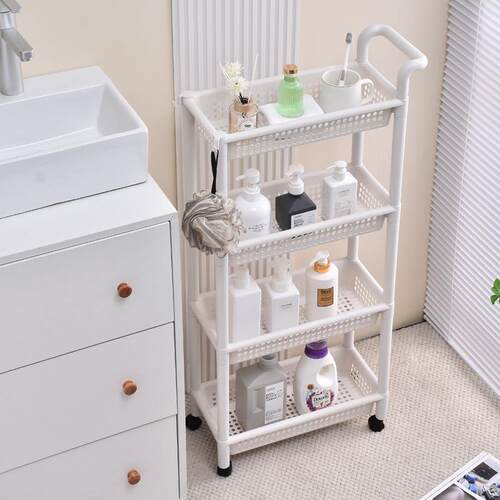 Multi-layer wheeled storage rack for bedroom and bathroom, s