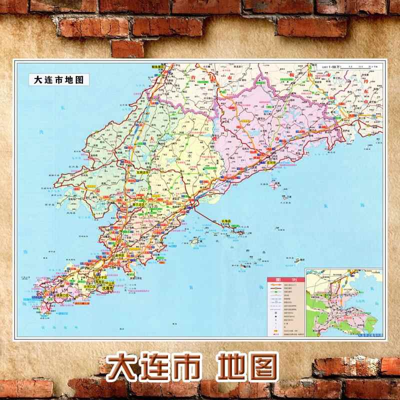 2024新款 大连市地图墙贴 超大巨幅 交通行政区划图 装饰画海报