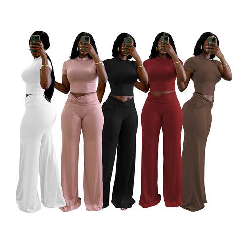 Chic Everyday Two-Piece Set for Women Solid Color Casual