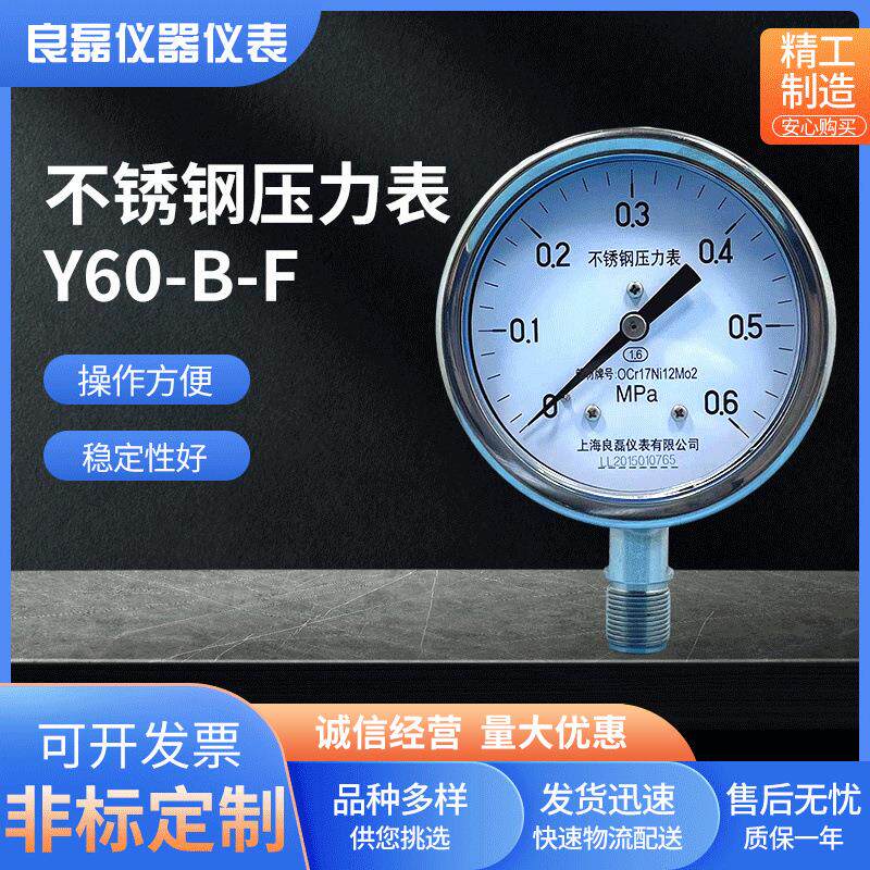 不锈钢负压防爆压力表Y60-B-F毫巴气压水压表2分2.5级防爆抗震
