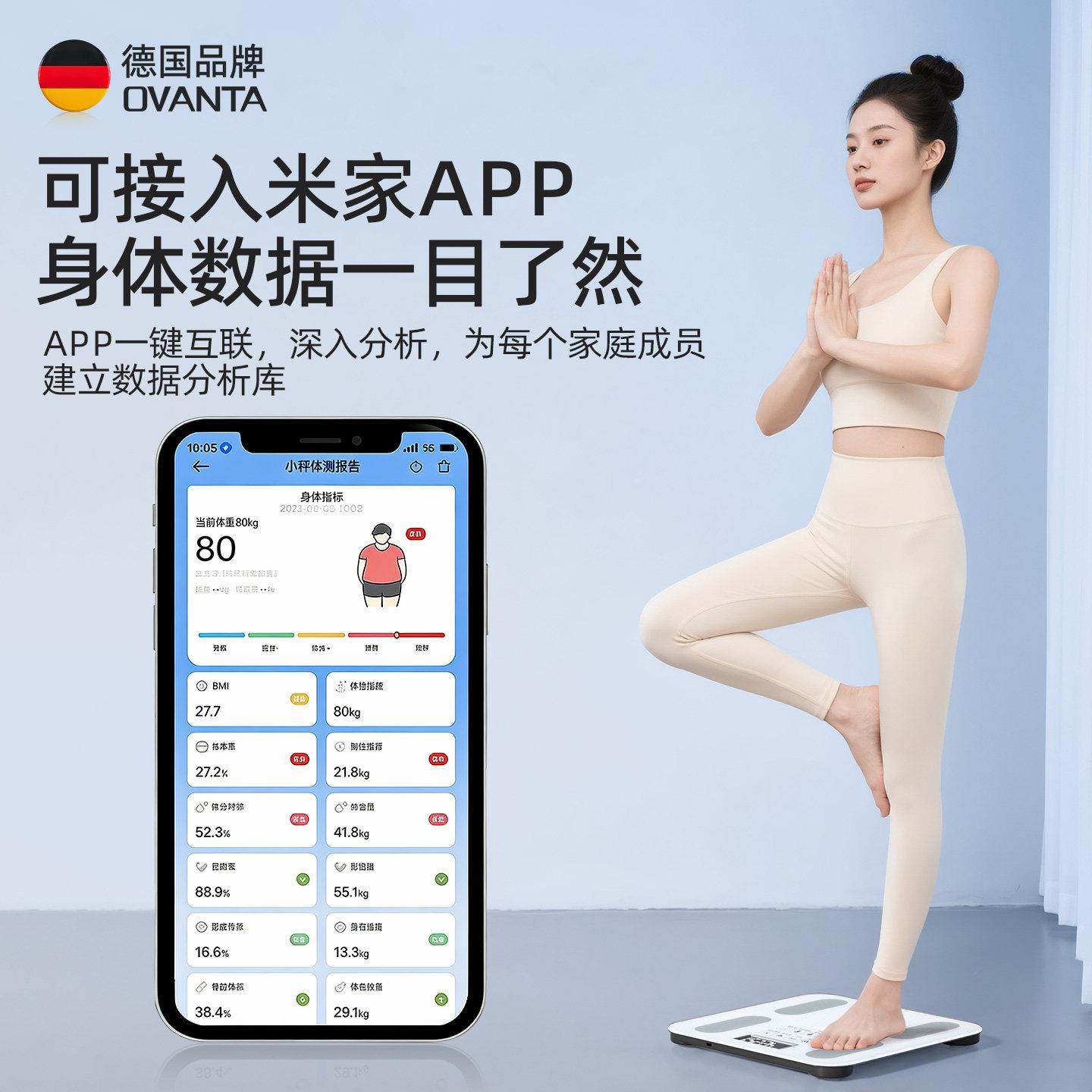 德国体脂秤减肥专用能智称精准体重计体重的电子秤家用人体体脂秤