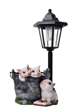 园林太阳能六角灯小猪公鸡欢迎牌庭院摆件装饰品花园户外雕像