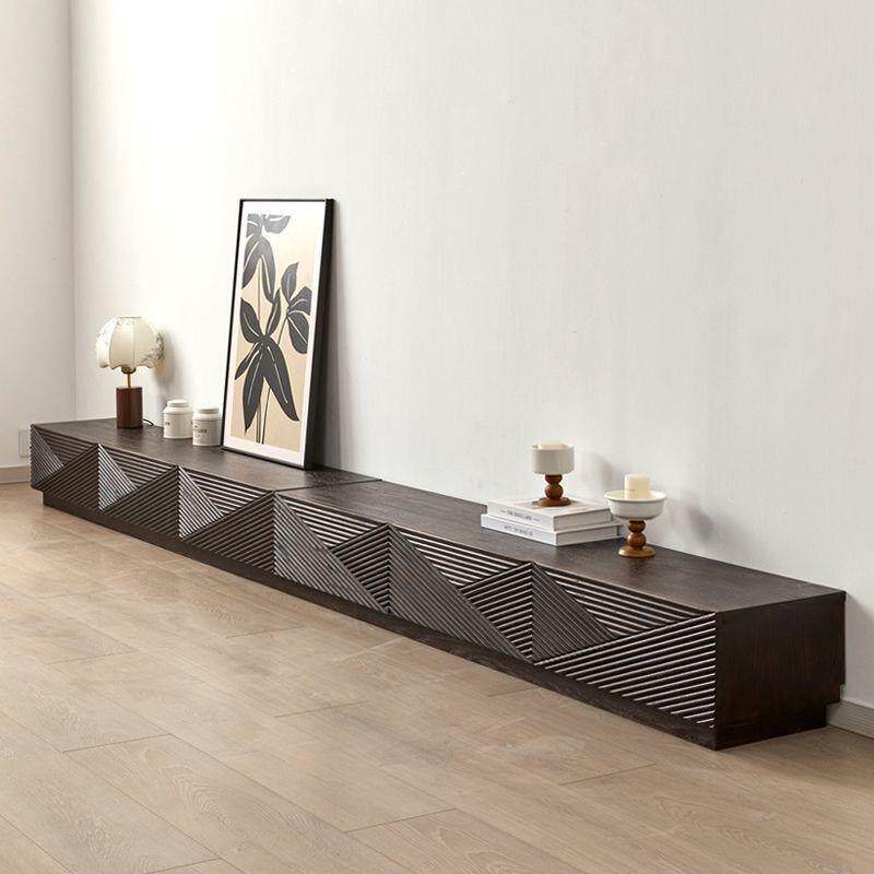 意式极实木电视柜简现代简约新款落地中古风电视柜高款影视收纳柜