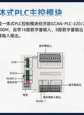 广成一体式PLC程式设GCAN-PLC计控制器CANpon数字量模拟量输入输