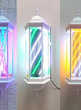 美发转灯理髲店LED旋转加亮发廊户外覆古超亮宫灯挂墙防水灯箱厂