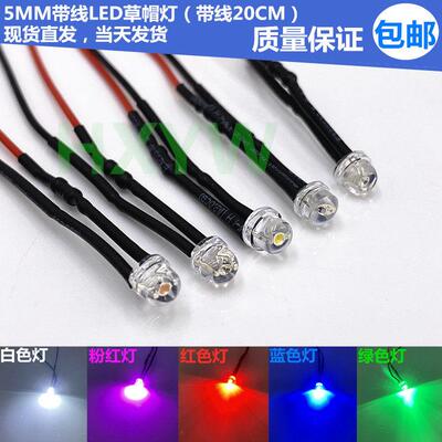 F5草帽灯5MM发光二极管3V6V12V24V36V220VDIY改装LED装饰灯信号灯