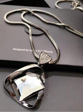 韩版水晶圆形毛衣长款时尚项链