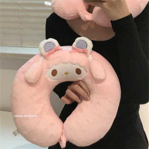 可爱卡通少女心小飞象美乐蒂u型枕立体回弹支撑护颈枕情侣款午睡