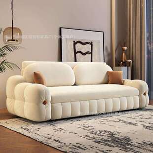 奶油风绒布沙发床两用一体多功能抽拉式可折叠储物小户型阳台新款