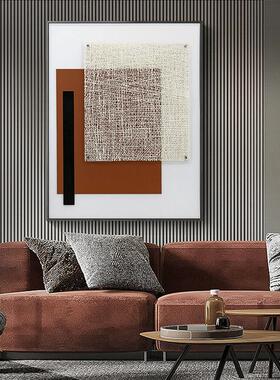 现代简约橙色实物客厅装饰画立体压克力皮革样品屋展示中心玄关背