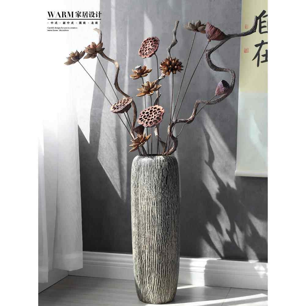 落地花瓶摆件客厅插花干花花束陶瓷小众复古书房民宿大号居家装饰