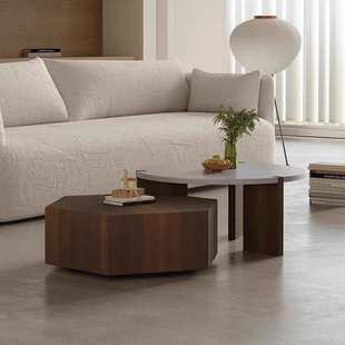 北欧实木别墅大小茶几组合设计师圆形小户型现代简约家用客厅异形