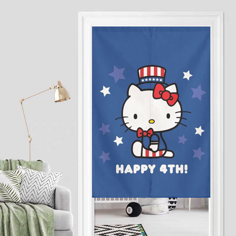儿童公主房少女粉Kitty猫门帘子隔断厨房洗手间柜半帘装饰遮挡帘