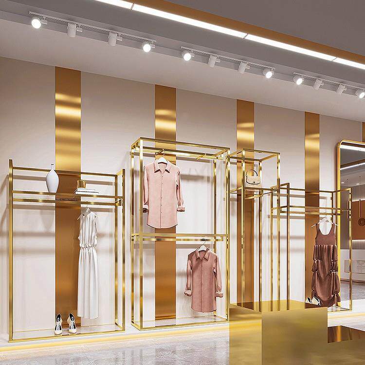 服装店展示架落地式不锈钢挂衣服架子男女装店铺装修专用陈列货架