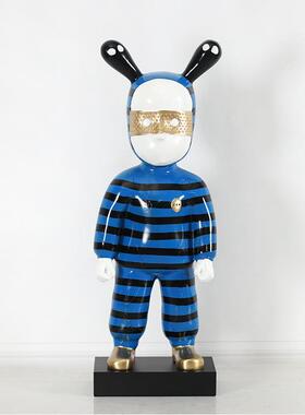 现代轻奢卡通人物雕塑装饰客厅玄关酒店大堂样板房装置艺术品摆件