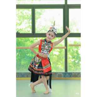 高档苗舞族锦色艺出考量身定制民族服现代舞民族研舞考台服演服