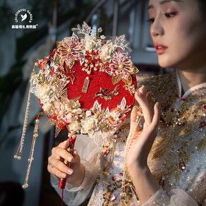 艳园《出鹊桥＆采露赤》扇子新娘结婚送女生闺蜜古风团扇diy材料