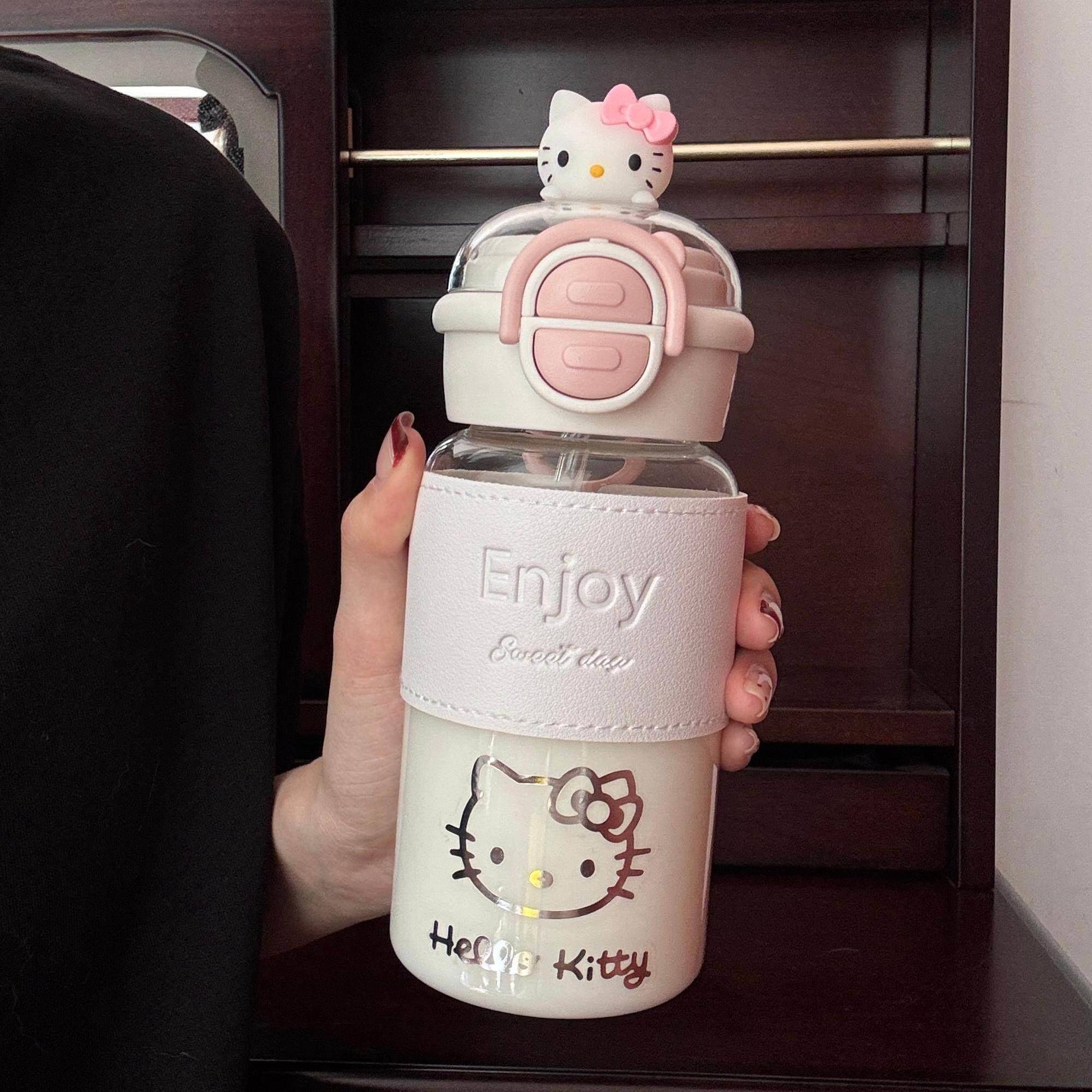 可爱双饮水杯高颜值女学生吸管杯塑料杯2025新款便携kt猫儿童杯子