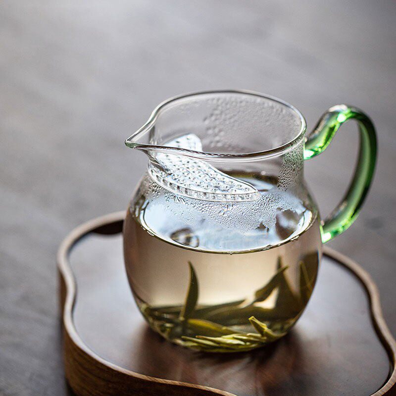 透明月牙过滤公道杯家用耐热玻璃绿茶壶加厚公杯茶漏一体功夫茶具