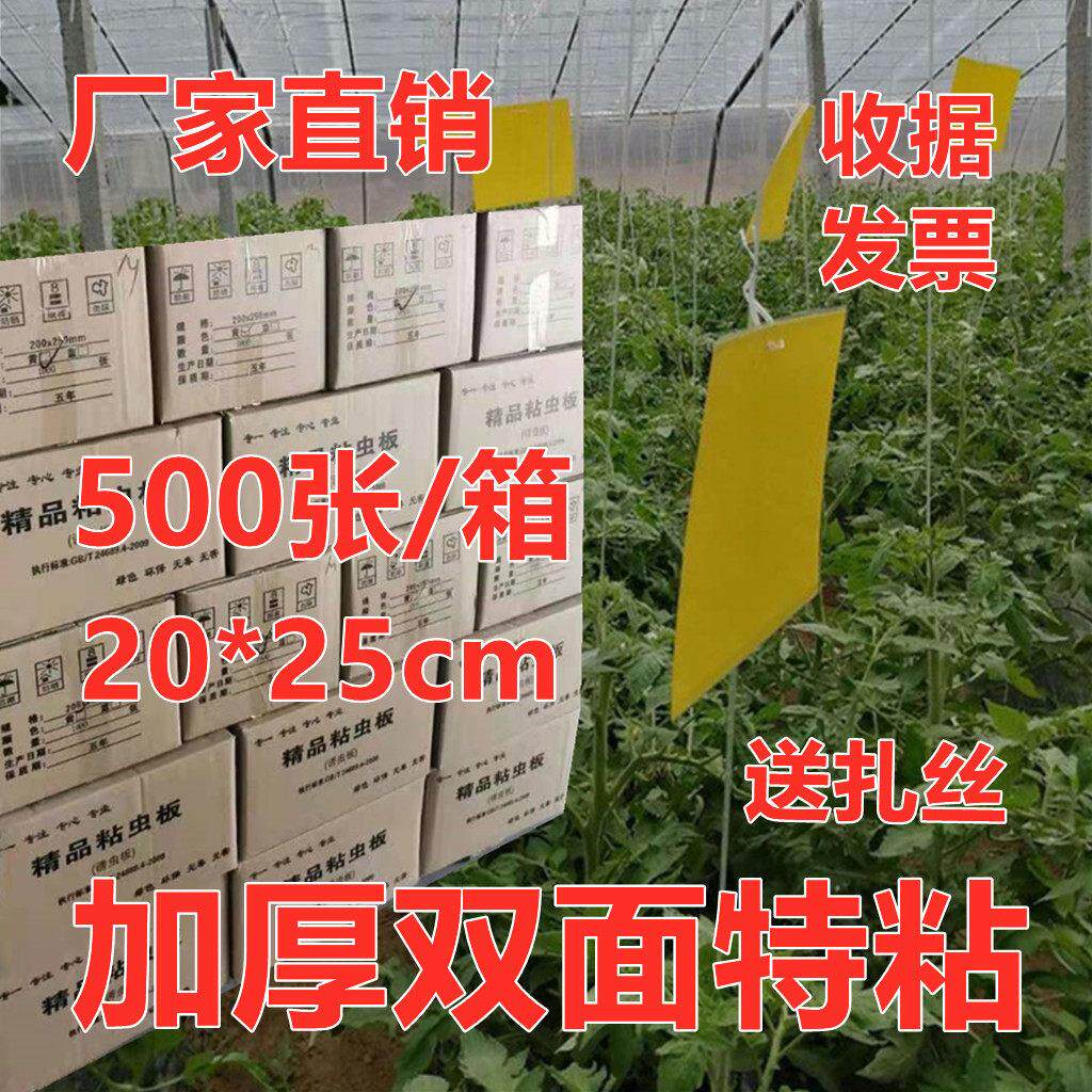 加厚黄板粘虫板蓝板双面特粘蓟马诱虫贴飞虫大棚果园针锋茶园花卉