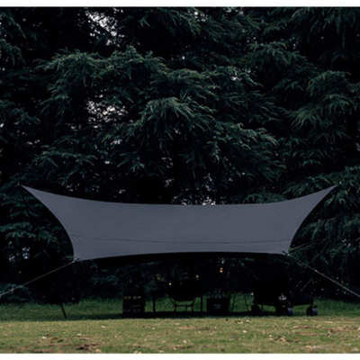 户外天幕布帐篷露营野营便携沙滩黑胶防晒涂层防雨蝶形六角遮阳棚