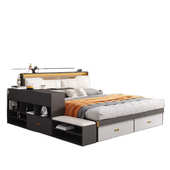 FN6床新款 现代简约高箱储物床小户型收纳双人床主卧室多功能榻榻