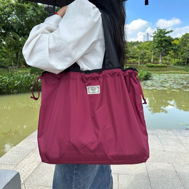 环保购物袋折叠便携大容量超市可抽绳束口旅行手提买菜包轻便防水