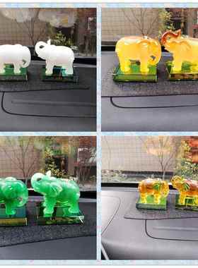 迷你网红汉白玉大象摆件 一对小象艺术品 对象 汽车饰品 貔貅