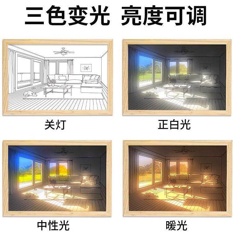 灯光画ins阳光画小夜灯抖音网红灯床头装饰画小摆件led送礼氛围