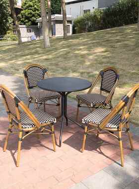 编藤椅YVB户外休闲藤编桌椅组合成人背露阳靠藤编椅天台子