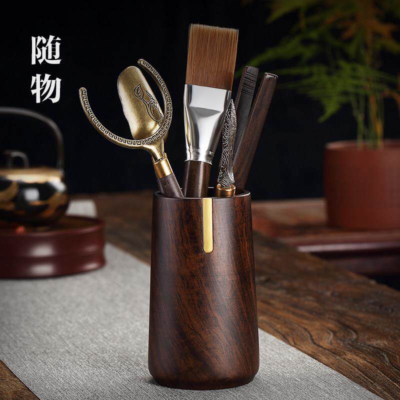 随物实木茶道黑檀木六君子功夫茶具配件泡茶工具大全茶刷茶夹套装