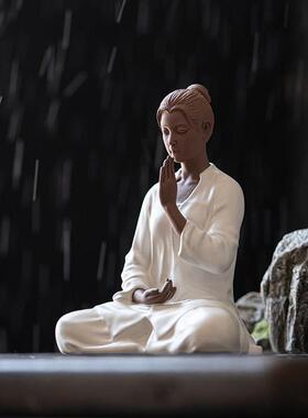 提炼中国陶瓷民族风格人物禅宗饰品创意家居客厅茶几入口装饰鱼缸